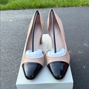 Black Cap-Toe Leather Pumps